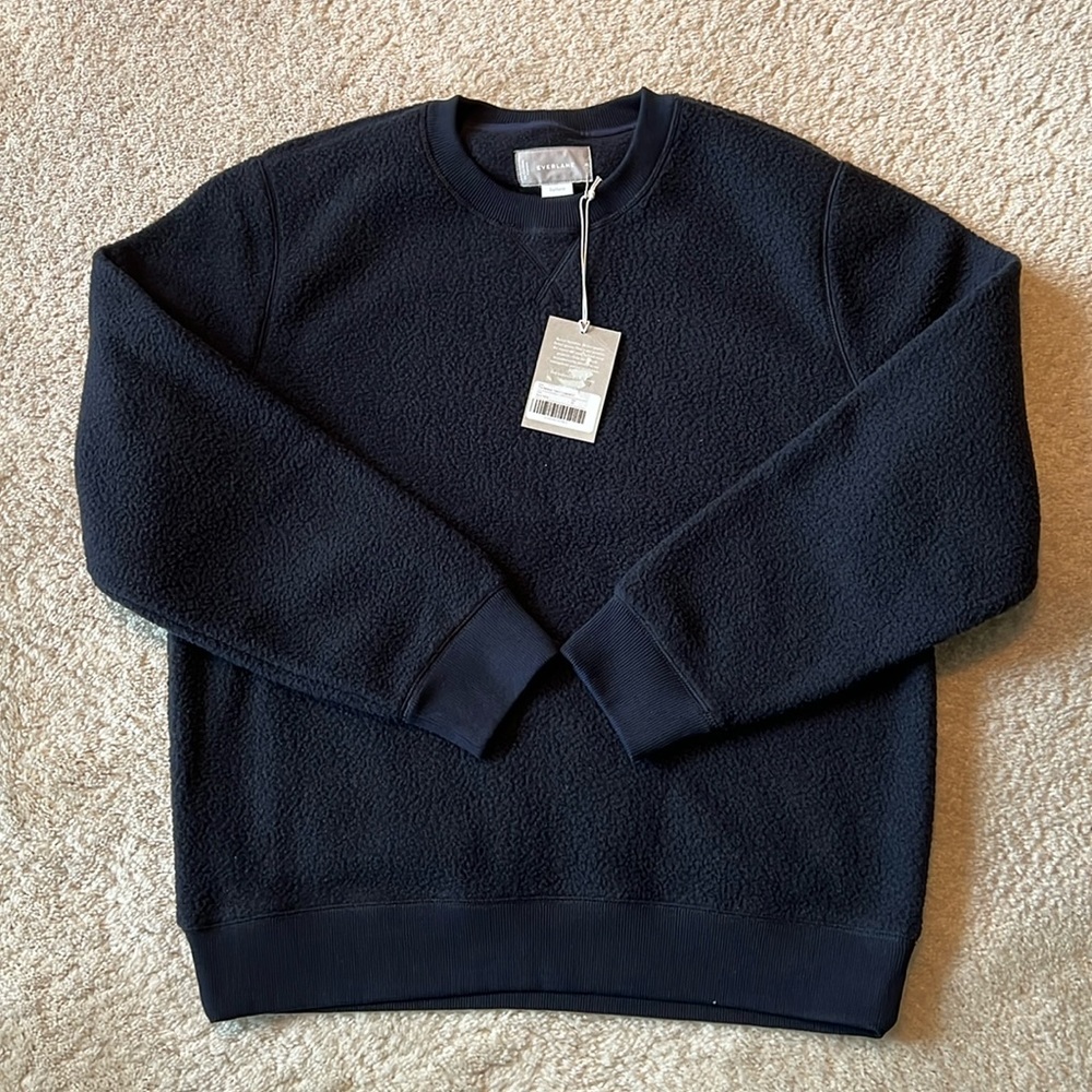 Men’s Everlane ReNew Fleece Crewneck Sweatshirt Dark Navy XL
